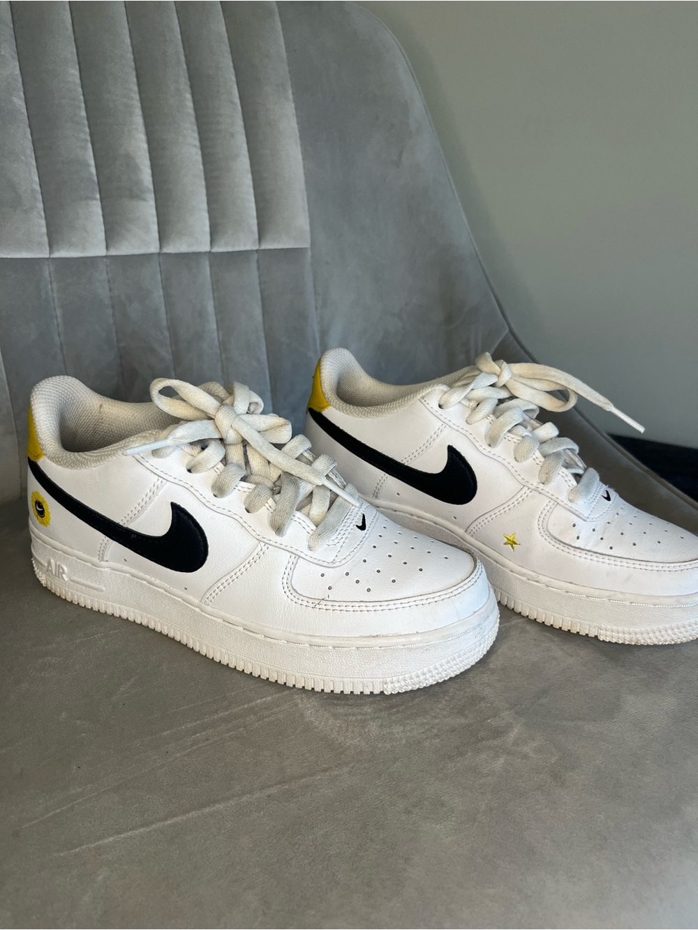 Nike White Black & Yellow Accent Low-Top Sneakers